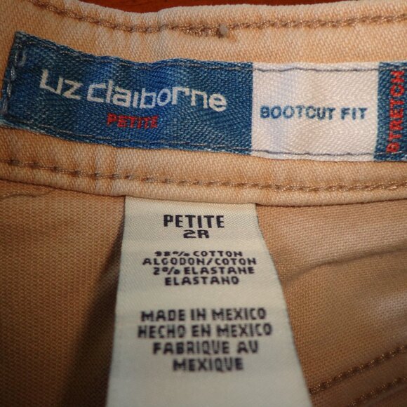 Liz Claiborne Bootcut Fit Pants Petite 2R Light Tan Zip/Button Closure Pockets - Picture 12 of 15